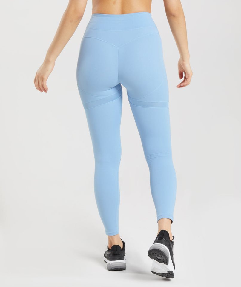 Women's Gymshark Whitney Mesh Leggings Light Blue | NZ 5BKFHC